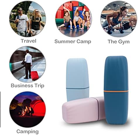 Jeopace Toothbrush Cup Toothbrush Holder with Cover Travel Boothbrush Holder Portable Toothbrush Case and Carrier for Bathroom School Business Trip(Blue)