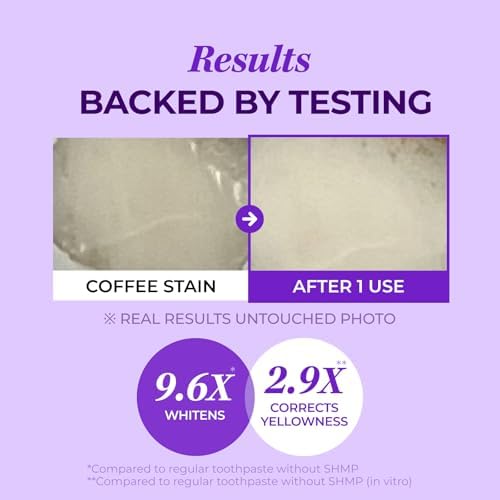 HIMALAYA PINKSALT Purple Whitening Toothpaste, 3.5oz - Deep Stain Remover Toothpaste, Helps Remove Tea and Wine Stains, Plaque Remover for Teeth, Tone Up with Fluoride, Vanilla Mint