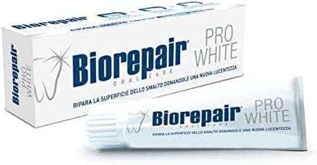 Biorepair: "Pro White" Whitening Toothpaste with microRepair - 2.5 Fluid Ounce (75ml) Tubes (Pack of 2) [ Italian Import ]