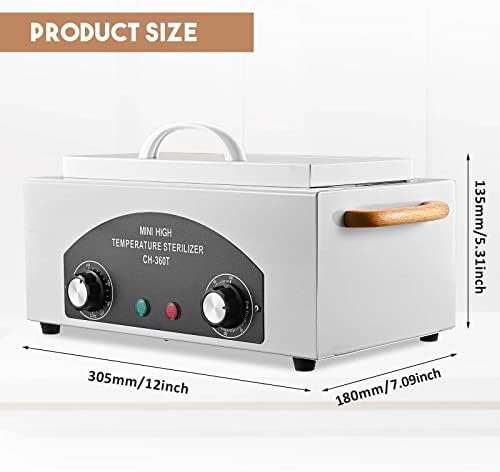 High Temperature Sterilizer Autoclave Machine 110V 300W Nail Tool Sterilizer Dry Heat Sterilizer Dental Tool Sterilizer esterilizador de manicura 1.5L Salon Equipment for Metal Tools with Handle