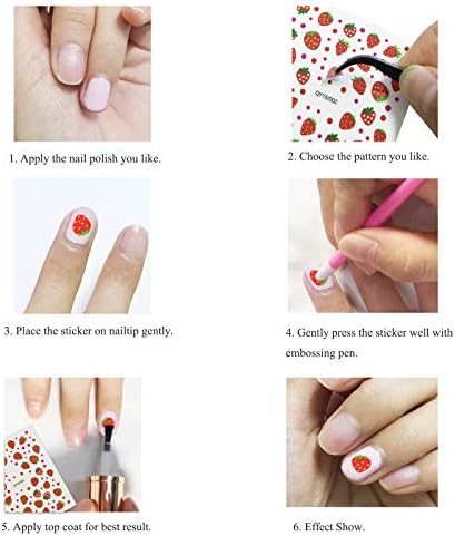 18 Sheets Nail Stickers for Women and Little Girls Nail Art Decoration - Self-Adhesive DIY Nail Decals Set Including Hearts Fruits Flowers Leaves Animals Rainbow Nail Art Stickers for Woman Kids