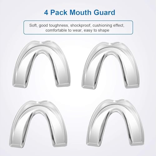 4 Pack Kids Mouth Guard for Grinding Teeth & Clenching, Eliminates TMJ, Stops Bruxism, Athletic Night & Sport Guard (Kid Size)