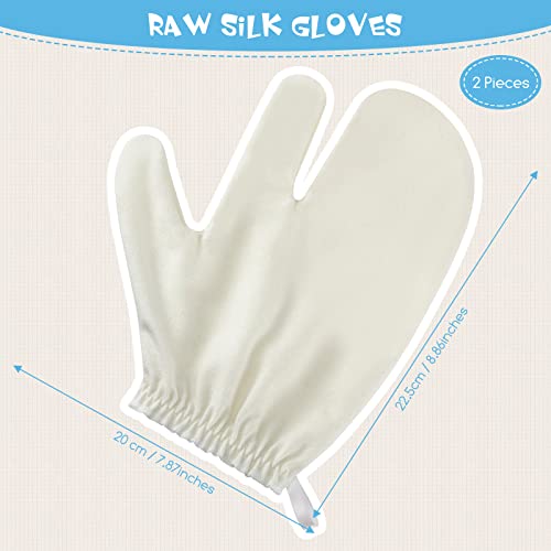 2 Pieces Raw Silk Garshana Gloves Ayurvedic Massaging Mitts Raw Silk Gloves Dry Massage Brush Gloves Exfoliating Gloves Bath Scrubbing Massage Shower Gloves for Women