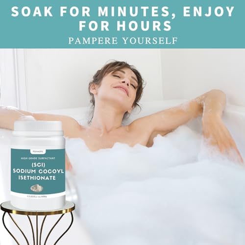 35.2 oz Sodium Cocoyl Isethionate, Premium Sodium Cocoyl Isethionate (SCI) Powder, Amazing Bubbles, Gentle on Skin, Biodegradable, Suitable for Making Bath Bombs, Bath Truffles and More