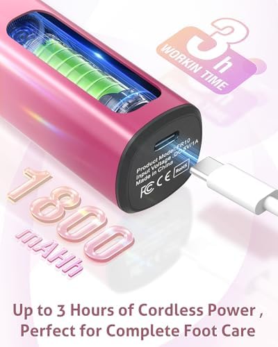 2 in 1 Electric Foot Callus Remover, 9 Adjustable Speeds Foot Scrubber USB Rechargeable Pedicure Tools for Feet, Dry Dead Skin Scraper Foot Grinder with 80/120 Grit Sandpaper Discs Rollers for Women