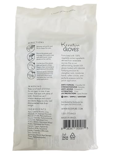 Bodipure Professional Keratin Gloves for Nail Strengthening, Moisturizing Hand Mask for Dry and Cracked Hands, Hand and Cuticle Treatment with Vegetable Keratin Cream 12 Pairs