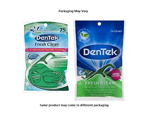 DenTek Fresh Clean Floss Picks, for Extra Tight Teeth, 75 Count (Pack of 5)
