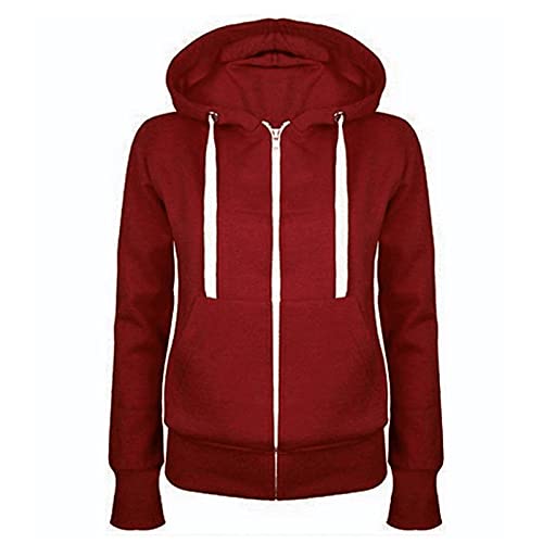 BOXIACEY Fleece Hoodie Women Zip Up Drawstring Jacket Long Sleeve Lightweight Hoodie Casual Hooded Jacket with Pockets