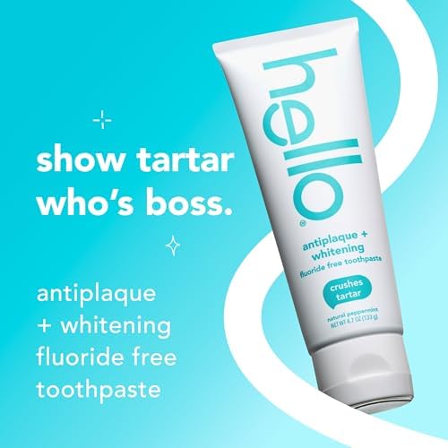 Hello Antiplaque and Whitening Fluoride Free Toothpaste and Naturally Healthy Antigingivitis Mouthwash, Alcohol Free, Vegan, SLS Free and Gluten Free, 4.7 Ounce Tubes, 16 Ounce Bottle