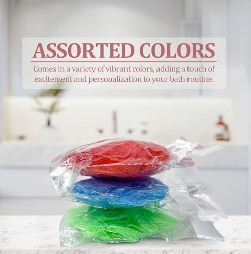 20 Individually Wrapped Small Full Bodied Quality Bath or Shower Sponge Loofahs Pouf Mesh Assorted Colors Wholesale Bulk Lot
