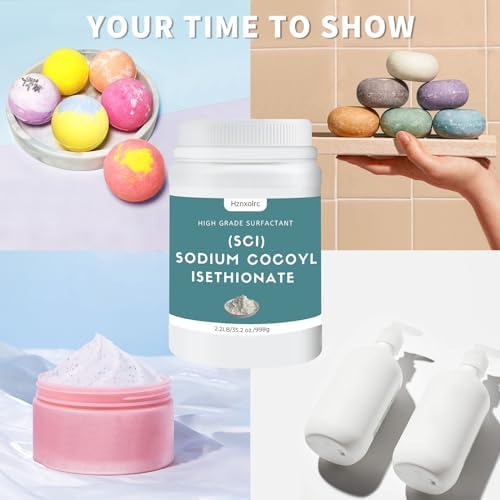 35.2 oz Sodium Cocoyl Isethionate, Premium Sodium Cocoyl Isethionate (SCI) Powder, Amazing Bubbles, Gentle on Skin, Biodegradable, Suitable for Making Bath Bombs, Bath Truffles and More