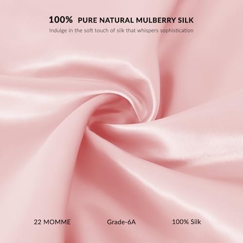 100% Mulberry Silk Bonnet for Sleeping Women, 22 Momme Grade-6A Double Layer Silk Hair Wrap With Elastic Band Stay On Head All Night(1PCS,Pink)