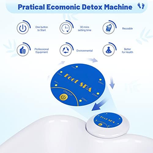 Ionic Foot Bath Detox Machine, Portable Feet Detox Machine for Home, Salon-Level Ionic Foot Spa Machine with Basin, 100 Basin Liners, Two Arrays