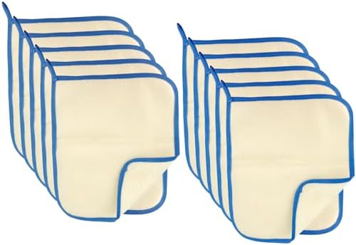 10Pcs Wash Cloths, Blue Frame Exfoliating Washcloth, Face & Body Scrubber, Cotton & Nylon Material