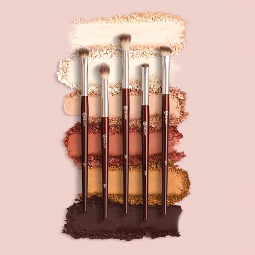 BK BEAUTY - Essentials Brush Set (5PC) - Professional Makeup Brushes for Blending, Smudging, & Defining | Premium Eyeshadow Set for Flawless Eye Looks