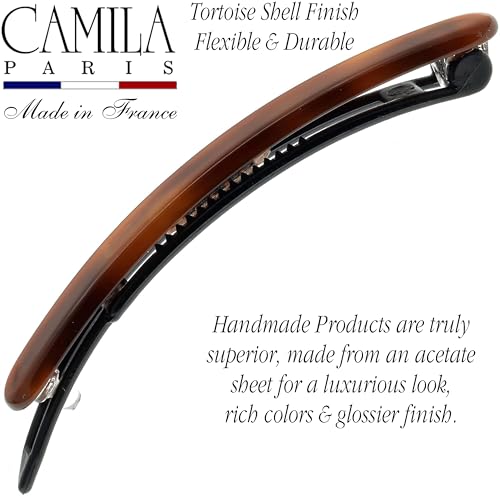 Camila Paris CP2250/2 French Hair Barrettes Clips for Women, Handmade, Girls Side Slide-in Barrette Clip, Hair Accessories for Women. Strong Hold No Slip Grip Fashion Durable Styling, Made in France