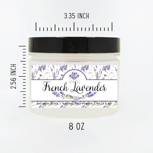 Body Powder for Women & Men Scented French Lavender, Perfume Dusting Powder, Bath Powder with Fragrance & Essential Oils, Talc Free 8oz Container, Made in USA