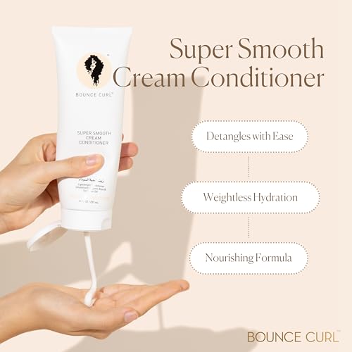 Bounce Curl Super Smooth Cream Conditioner, Lightweight Conditioner Infused with Aloe & Safflower Oil, Hydrating Formula For Fine and Medium Hair Textures, Color Safe & Vegan (8 oz)