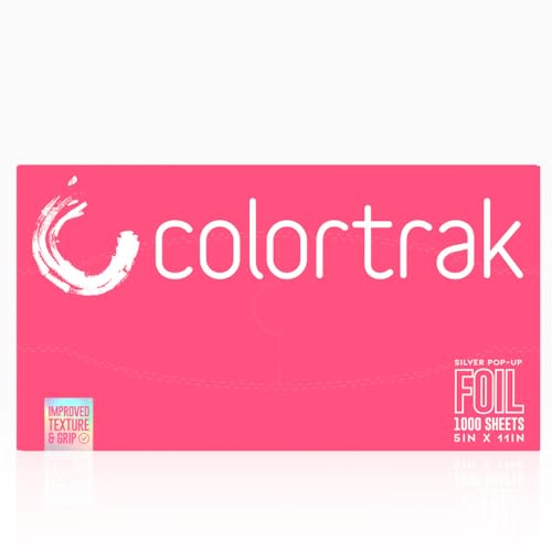 Colortrak Embossed Sheets Silver Aluminum Foil Pop-up Dispenser, 1000 Pre-cut Sheets Non-slip Textured Silver 5 x 11 Sheets for Hair Foil Coloring and Highlighting Sheet Applications