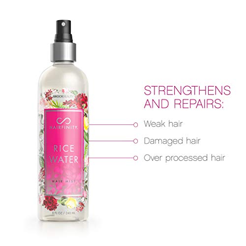 Hairfinity Rice Water Hair Mist - Silicone & Sulfate Free Formula - Best for Damaged, Dry, Curly or Frizzy Hair - Safe for Keratin and Color Treated Hair 8oz