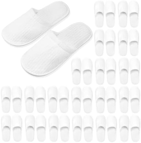 20 Pairs Bulk Disposable Slippers, White Soft Coral Fleece Spa Slippers for Guests, Comfortable Non-slip Closed Toe Slippers for Adults Hotel Travel Party House Bathroom