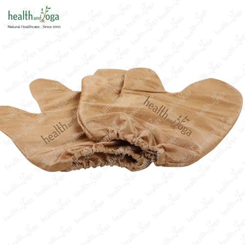HealthAndYoga™ Silk Garshana Ayurvedic Massage Gloves - Electro Static Lymph Circulation Boost - 100% Natural Dry Skin Brushing and Exfoliation and Excess Fat Treatment - Mitt Style 1 Pair
