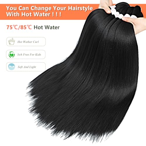 Braiding Hair Pre Stretched 24 Inch 8 Packs Pre Stretched Braiding Hair For Braiding Twist Hair For Crochet Braids Hot Water Setting Soft Yaki Texture(24Inch,1B)