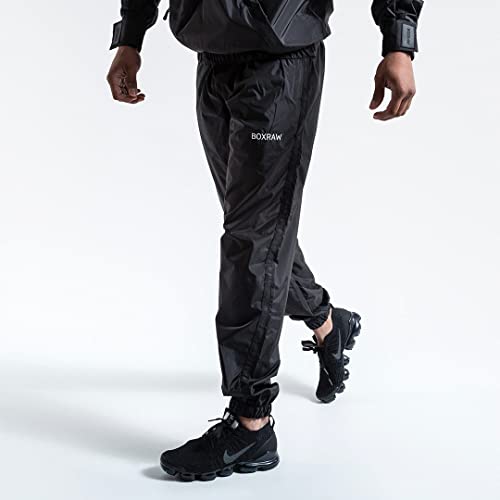 BOXRAW Hagler Professional Sauna Suit 1.0 Top & Bottoms Non Rip Sweat Suit Boxing MMA Training Gym (Charcoal - M)