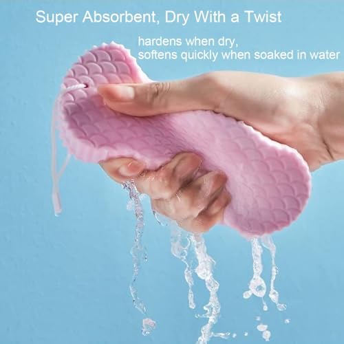 3Pcs Magic Exfoliating Bath Sponge,3D Super Soft Exfoliating Bath Sponge,Remover Dead Skin for Adults Children and Pregnant Women,Reusable(Blue+Pink+Gray)