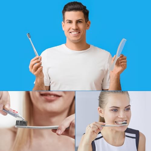 Hushee 96 Sets Bulk Hygiene Kit for Homeless, Includes Shampoo Soap Bar Comb Toothbrushes with Toothpaste Individually Wrapped Basic Toiletry Kits for Travel Charity Hotel Hospitality Industries