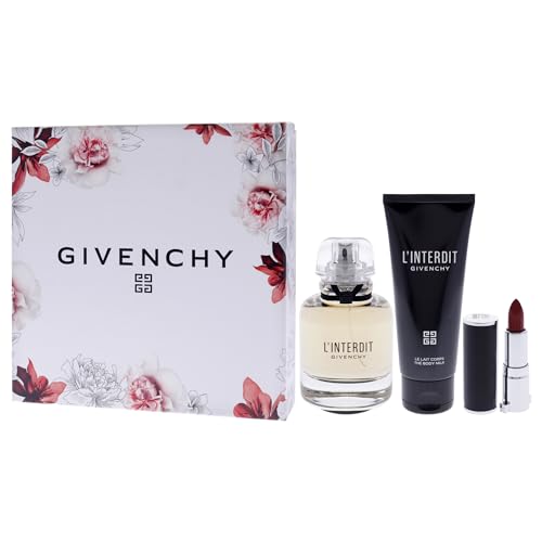 Givenchy LInterdit for Women - 3 Pc Gift Set 2.7oz EDP Spray, 2.5oz Body Milk, 0.05oz Lipstick