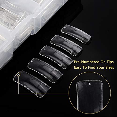 1000PCS Square Nail Tips for Acrylic Nails Professional, Fake Clear Natural Acrylic Short Square French Artificial Nail Tips Half Cover with Acrylic Nail Clipper, 2PCS Nail Files for Nail Salon Home