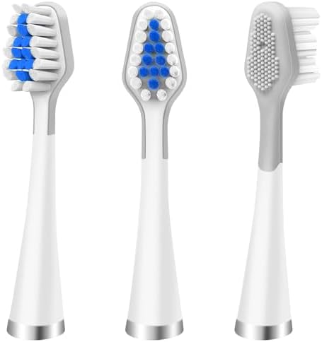 3-Count Toothbrush Replacement Heads Compatible with Watepik Complete Care 5.0/9.0 (CC-01/WP-861) with Tongue Scraper, STRB-3WW