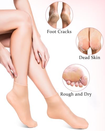 2 Pairs Silicone Socks for Dry Cracked Feet, XL Anti Slip Soft Moisturizing Socks Softening Feet, Ultra-high Stretch Pedicure Socks Foot Care After Pedicure
