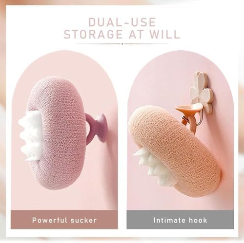 2025 New Super Soft Sunflower Suction Cup Bath Ball, 2-in-1 Sunflower Bath Ball Exfoliating Bath Sponge Cleaning Brush, Mesh Sponge Pouf Shower Ball for Women Men (Pink)