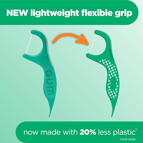 GUM Professional Clean Floss Picks - Extra Strong Shred-Resistant Floss, Easy Grip Handle - Dental Flossers for Adults - Fresh Mint Flavor, 90 Count (Pack of 3)