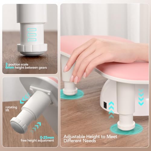 GAOY Nail Arm Rest for Nails Tech, Nail Hand Rest for Manicure at Home, Salon Nail Rest Stand for Clients, Pink