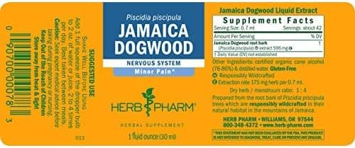 Herb Pharm Jamaica Dogwood Liquid Extract for Minor Pain - 1 Ounce (Pack of 3)