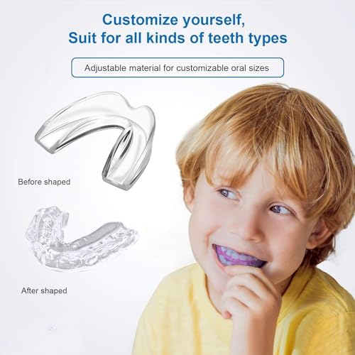 4 Pack Kids Mouth Guard for Grinding Teeth & Clenching, Eliminates TMJ, Stops Bruxism, Athletic Night & Sport Guard (Kid Size)
