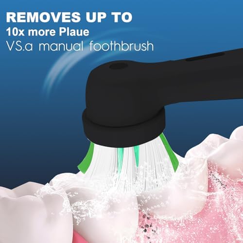 10 Pcs Replacement Heads Compatible with Oral B iO, Brush Heads Compatible with Oral B iO 2 3 4 5 6 7 8 9 10 Series Electric Toothbrush Handles, Deep Clean and Protect Teeth (Black/White)