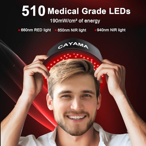 CAYAMA Laser Hair Growth Cap, 510 LEDs Red Light Cap for Fuller Looking Hair & Scalp Support for Men & Women