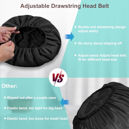 2 Pcs 13.5" Dual Waterproof Adjustable Terry Lined Shower Cap for Women Men, Large Shower Caps Reusable EVA Double Layer Bath Cap for Braids, Long Hair, Dreadlocks, Locs