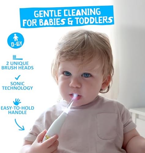 Jack N' Jill Tickle Tooth Toddler Toothbrush & Toothpaste Set - Baby Electric Toothbrush, Natural Toothpaste for Kids, Made for Tiny Teeth, Organic Fruit Flavor (Strawberry & Blueberry)