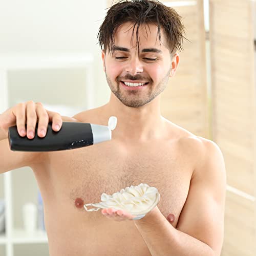 12 Pieces Shower Puff Bath Travel Loofah with Elastic Hand Strap Exfoliating Shower Gift Bulk Washable Loofah Mesh Sponges Bath Flower Ball Pad Body Scrubber for Men and Women