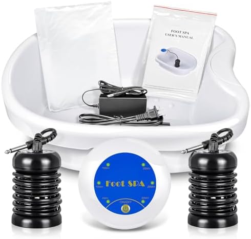 Ionic Foot Bath Detox Machine, Portable Feet Detox Machine for Home, Salon-Level Ionic Foot Spa Machine with Basin, 100 Basin Liners, Two Arrays