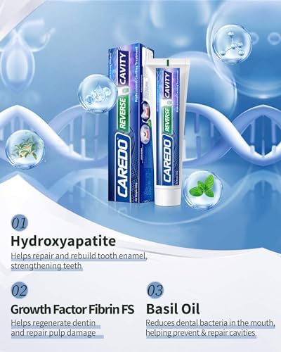 Cavity Reversal Hydroxyapatite Toothpaste for Adults, Cavity Tooth Filler as Home Cavity Repair, Fluoride Free Reverse Cavities Treatment for Tooth Decay Repair, Remineralizing Repair 3.52OZ
