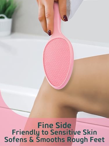 2-Sided Glass Foot File Callus Remover Without Drain Stand (Pink)