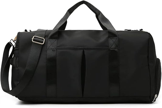 ZUEVI Sports Gym Duffel Bag for Men or Women Waterproof Weekender Travel Bag with Shoes Compartment Dry and Wet Separation for Training Swim Yoga(Black)