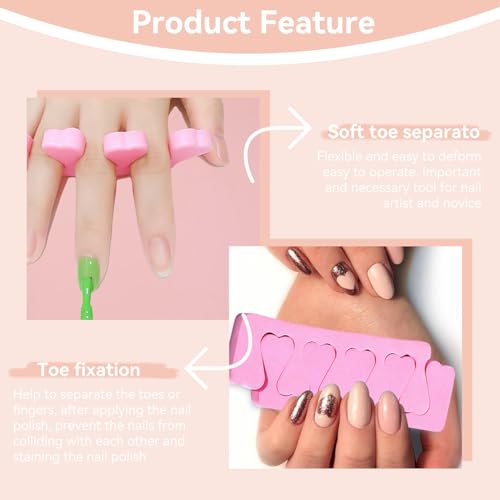 100PCS Sponge Toe Separator, Soft Toe Spreader Nail Art Finger Separator Divider Spacer Manicure Pedicure Tool for Nail Polish (Pink)