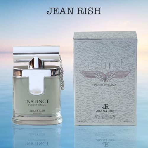 Jean Rish Instinct Pour Homme Eau De Toilette - Perfume for Men (3.4 Fl Oz / 100ml) with Ambergis, Jasmine & Orange Notes - Long Lasting and Luxury Fragrance